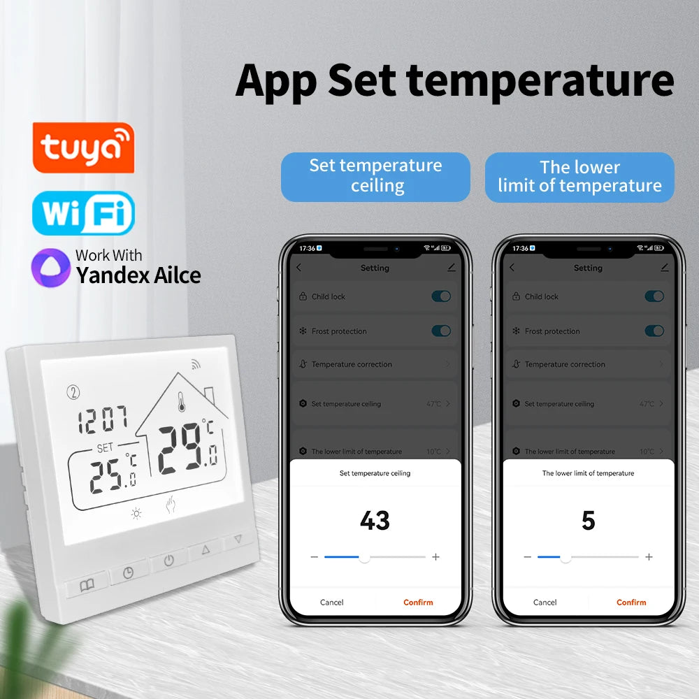 Tuya WiFi Smart Thermostat Temperature Controller for Electric Floor Heating Water/Gas Boiler Temperature  Google Home Alexa