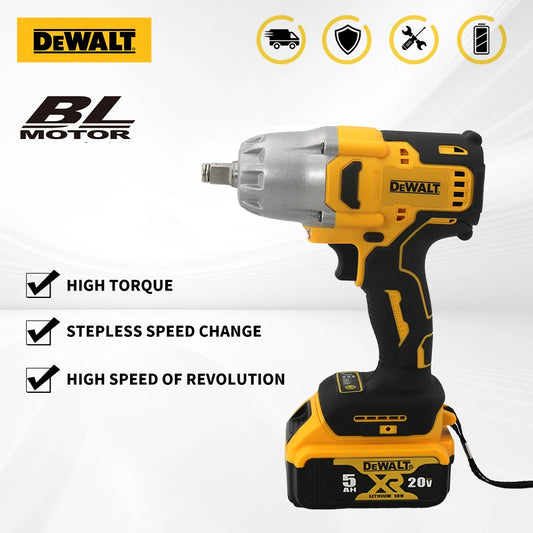 "DEWALT Impact Wrench 20V Max 1/2in 700N.m High Torque with Lithium Battery Car Repair Brushless Cordless Wrench Power Tools"