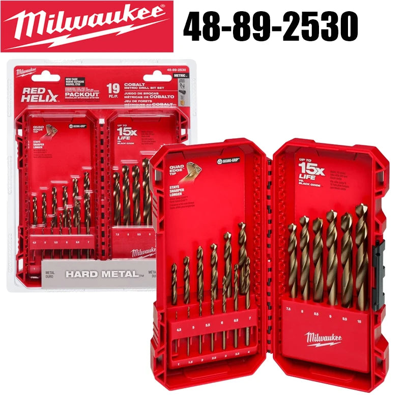 Milwaukee 48-89-2530 19PCS Cobalt Metric Drill Bit Set PACKOUT 1-10MM Hard Metal Power Tool Accessories Twists Drill