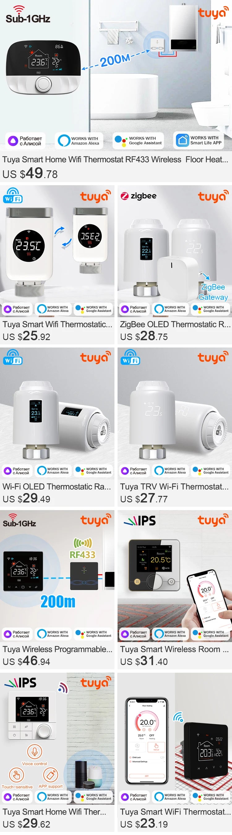 Tuya Smart Home Wifi Boiler Thermostat Wireless 433MHZ Water Boiler Heating Digital Thermoregulator Smart Life Alexa Google Home