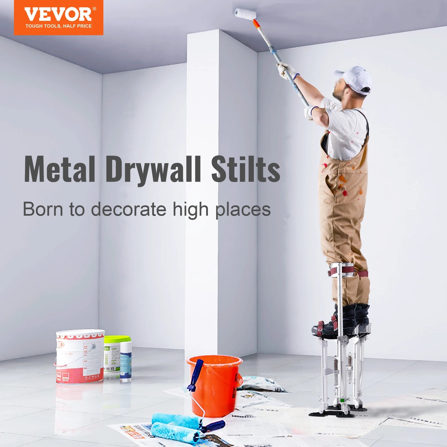 VEVOR Drywall Stilts 18''-30''/36''-50'' Adjustable Aluminum Tool Stilts with Protective Knee Pads Non-Slip Work Stilts for Home