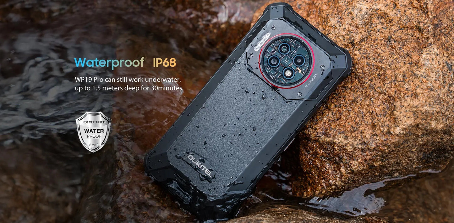 Oukitel WP19 Pro Rugged Phone 6.8" FHD+ Screen 22000mAh 24GB 256GB Smartphone 64MP Camera Helio G99 120Hz Mobile Phone