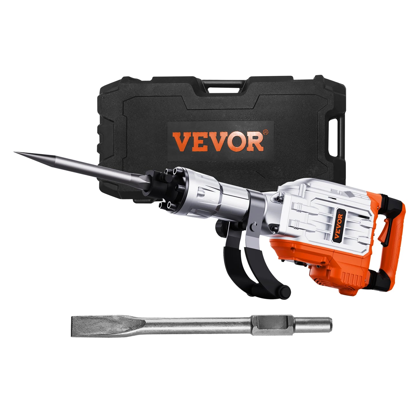 VEVOR 3500W Demolition Jack Hammer 1900 BPM Electric Jack Hammer Concrete Breaker 2pcs Chisel for Trenching and Breaking Holes