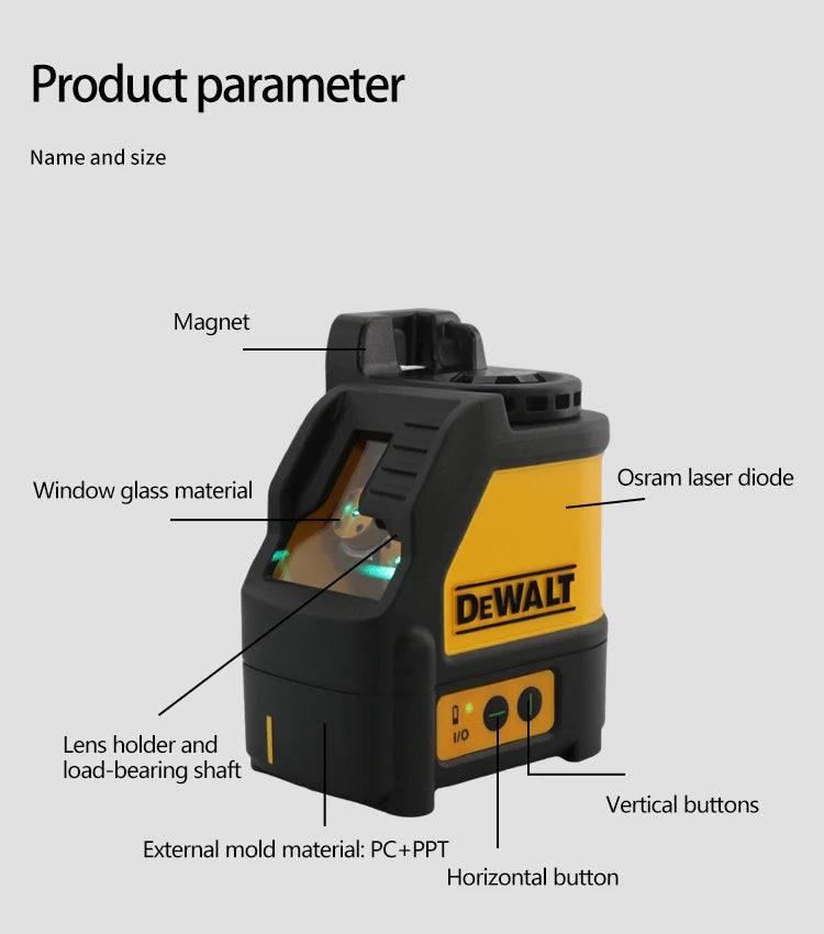 DEWALT DW088CG Laser Level With Case 30m Self-Leveling Cross Line Green Cross Line Lase Horizontal Vertical Laser Level 2-Line