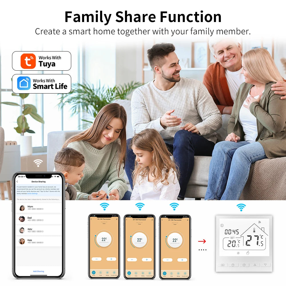 Tuya WiFi Smart Thermostat Temperature Controller for Electric Floor Heating Water/Gas Boiler Temperature  Google Home Alexa