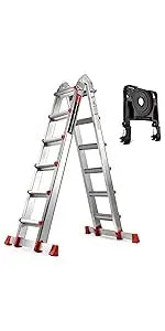 Ladder Extension Ladder, 17 Ft Muti Position Ladder & Removable Tool Tray with Stabilize