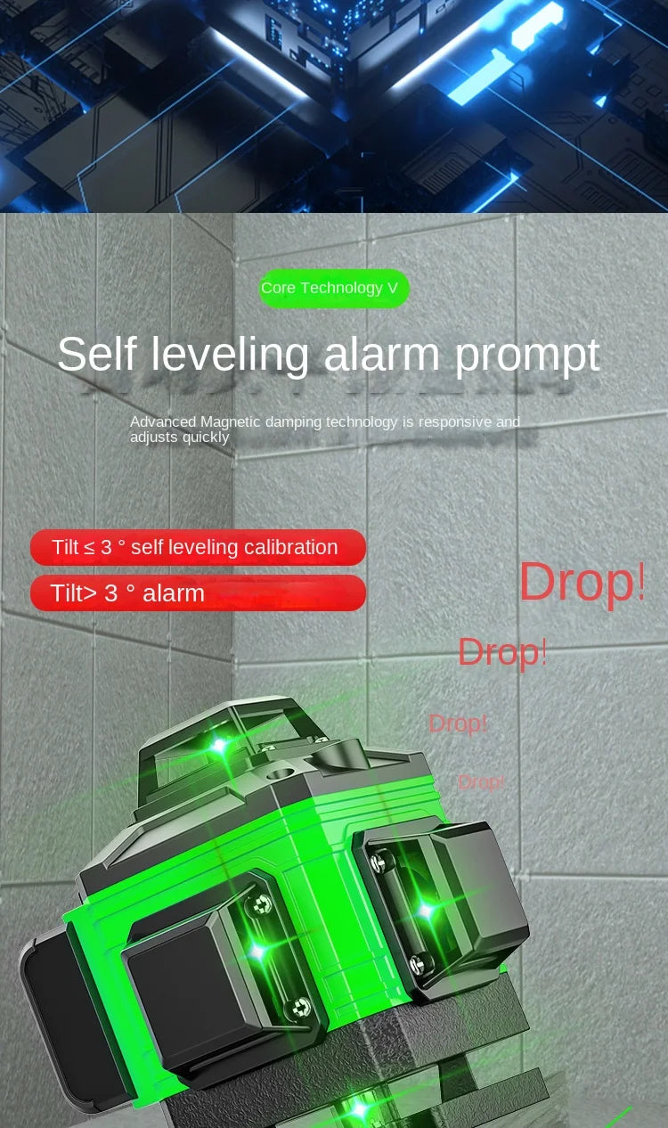 New 4D 8/12/16 Lines Laser Level with Green Line Self-Leveling Horizontal and Vertical Super Powerful for Accurate Measurement