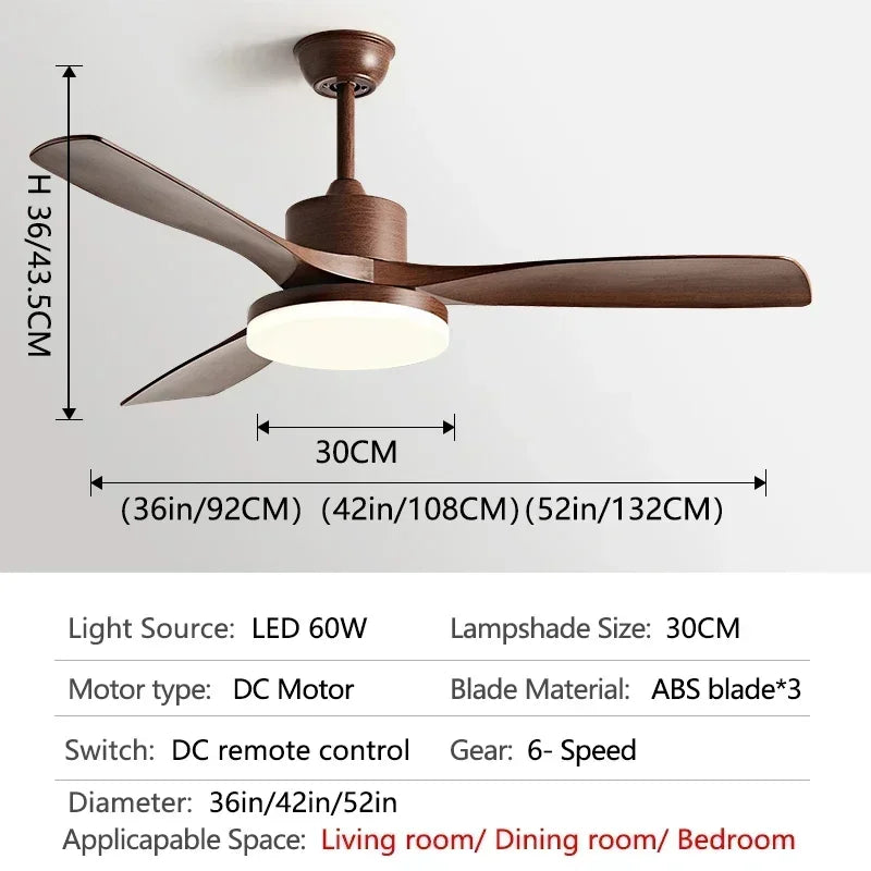 52 inch Modern DC Ceiling fan with light and Remote Control for Living room dining room bedroom Strong winds Electric fans