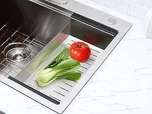 Kitchen Sink 33 x22 Inch, 16 Gauge Stainless Steel Drop In Kitchen Sinks Single Bowl 2-Hole R10 Corner, 10" Dee