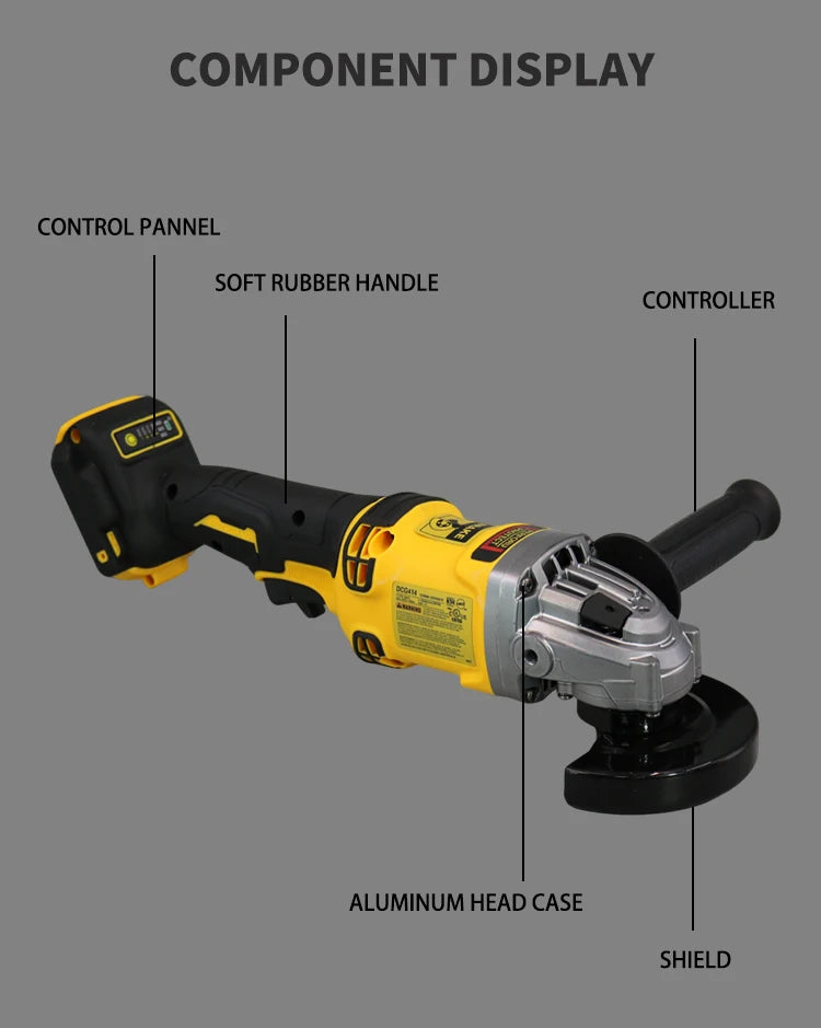 DEWALT DCG414 Brushless  Angle Grinder  Metal /Wood/Pipe Cutting 100/125/150MM Charging Polishing Grinding Machine  Power Tools