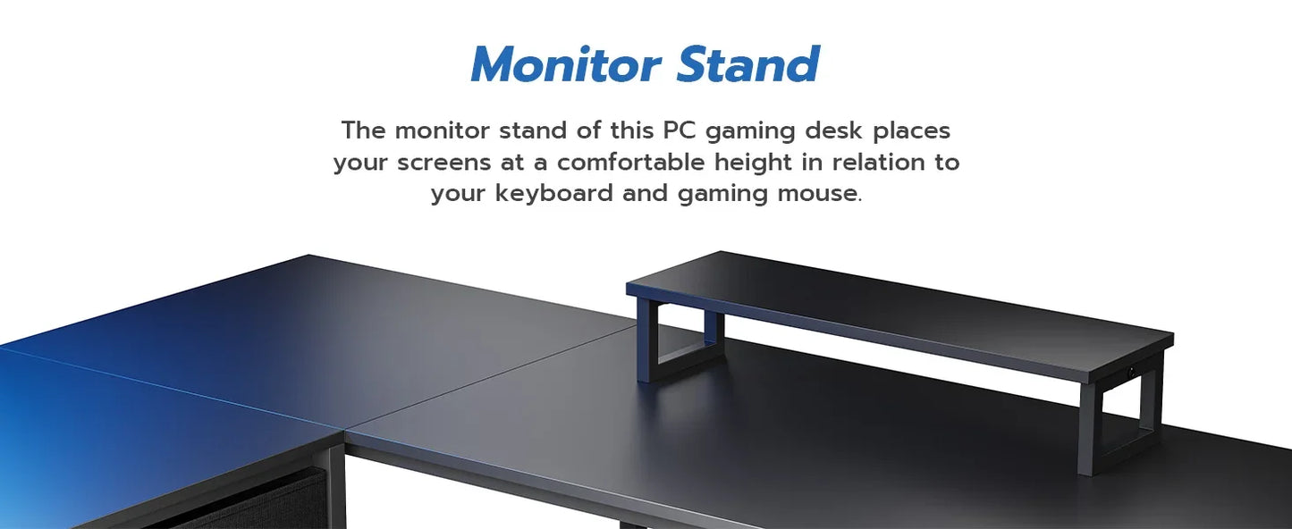 L Shaped Gaming Desk, with LED Lights, Pegboard and Drawers, Computer Desk with Monitor Stand Storage Shelves, Home Corner Desk