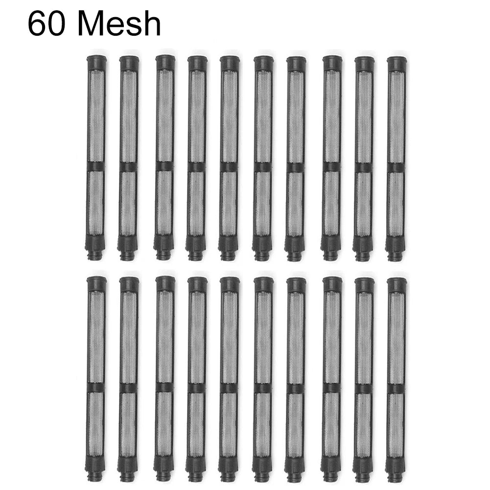 20pcs 60 Mesh 100 Mesh 150 Mesh Airless Paint Sprayer Filter 11x110mm Power Tool Gracos Spray Machine Filter Replacement Access