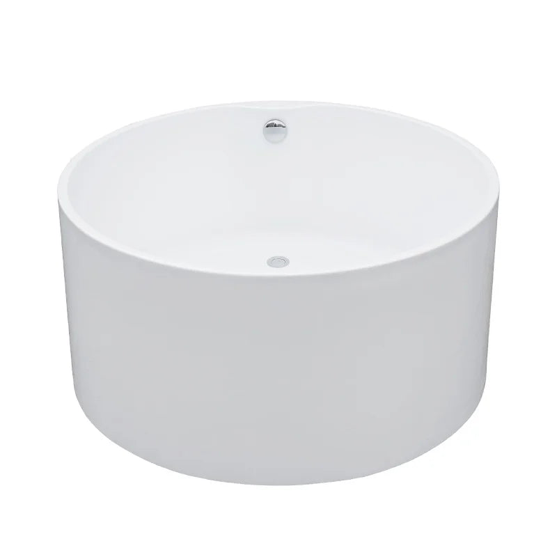 Bathroom Bathtub,110 Small Acrylic Solid Surface Round Soaking Bathtub Baby Stand Alone Bathtub Portable Tub Bath