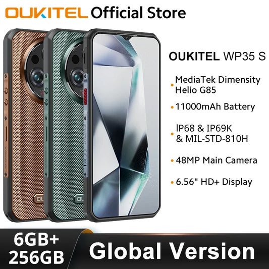 Oukitel WP35 S Rugged phone 6GB+256GB 11000mAh Cellphones androids NFC 48MP Rear Camera Smartphone Business phone