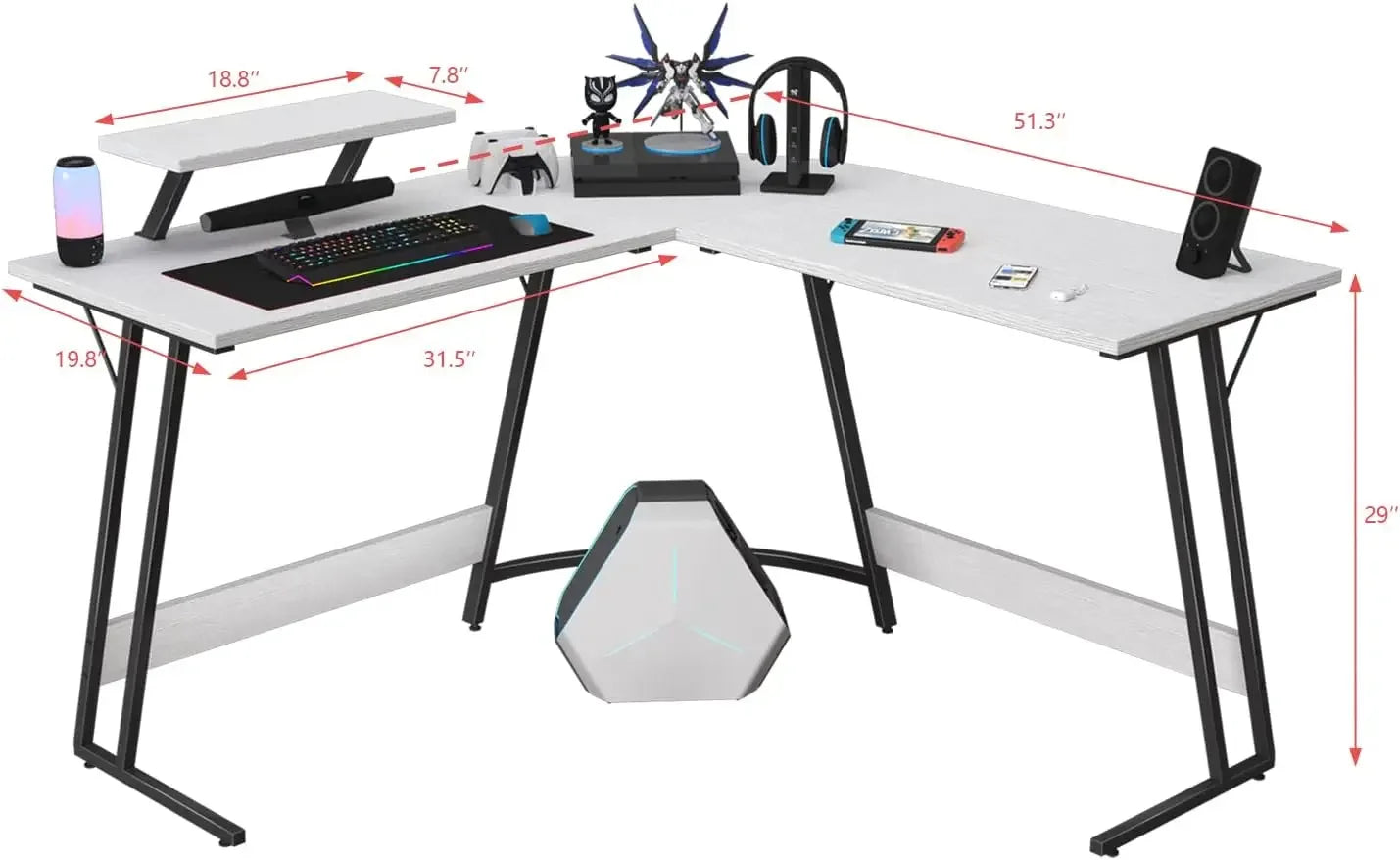 Computer Desk, L Shaped Gaming Computer Corner Desk PC Gaming Table with Large Monitor Riser Stand , Desk Computer