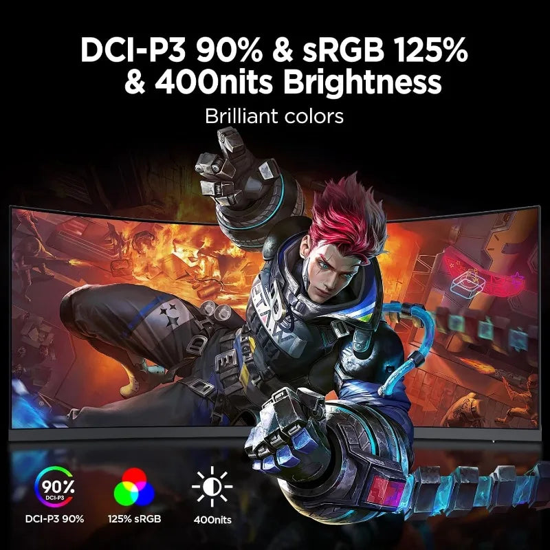 34-inch Ultrawide Curved WQHD 3440×1440 Gaming Monitor,1ms(MPRT) with DisplayHDR 400, DCI-P3 90% Color Gamut,home.