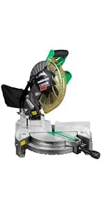 Metabo HPT Compound Miter Saw, 10" Miter Saw with Large Table Saw for woodworking, Power saw with 15-Amp Motor, Accurate Miter A