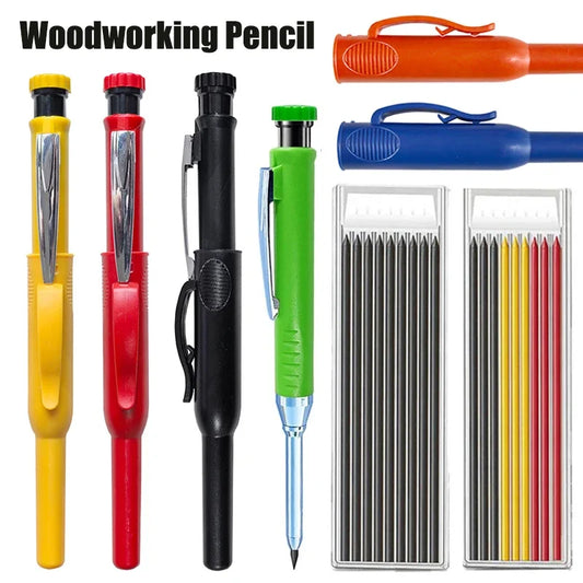 3Pcs/set 2.8mm Woodworking Automatic Pencil Built In Pencil Sharpener 2B Lead Core Deep Hole Marking Engineering Drawing Tool