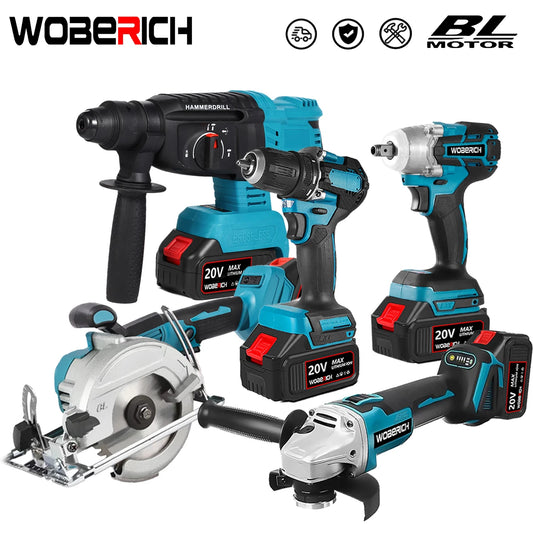 Brushless Electric Cordless Impact Drill Angle Grinder Electric circular saw With 2x Battery Combo Kits Power Tools Sets