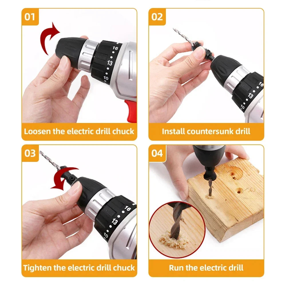 6Pcs Countersink Drill Bit Carpentry Drill Set Drilling Pilot Holes For Screw Drill Bit Set Guide Drilling Woodworking Tools Set