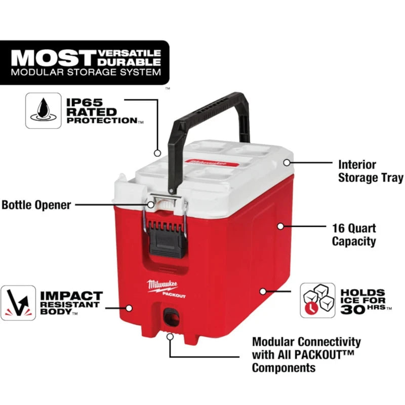 Milwaukee 48-22-8460 PACKOUT 16 Quart Wear Resistance High Hardness Compact Cooler