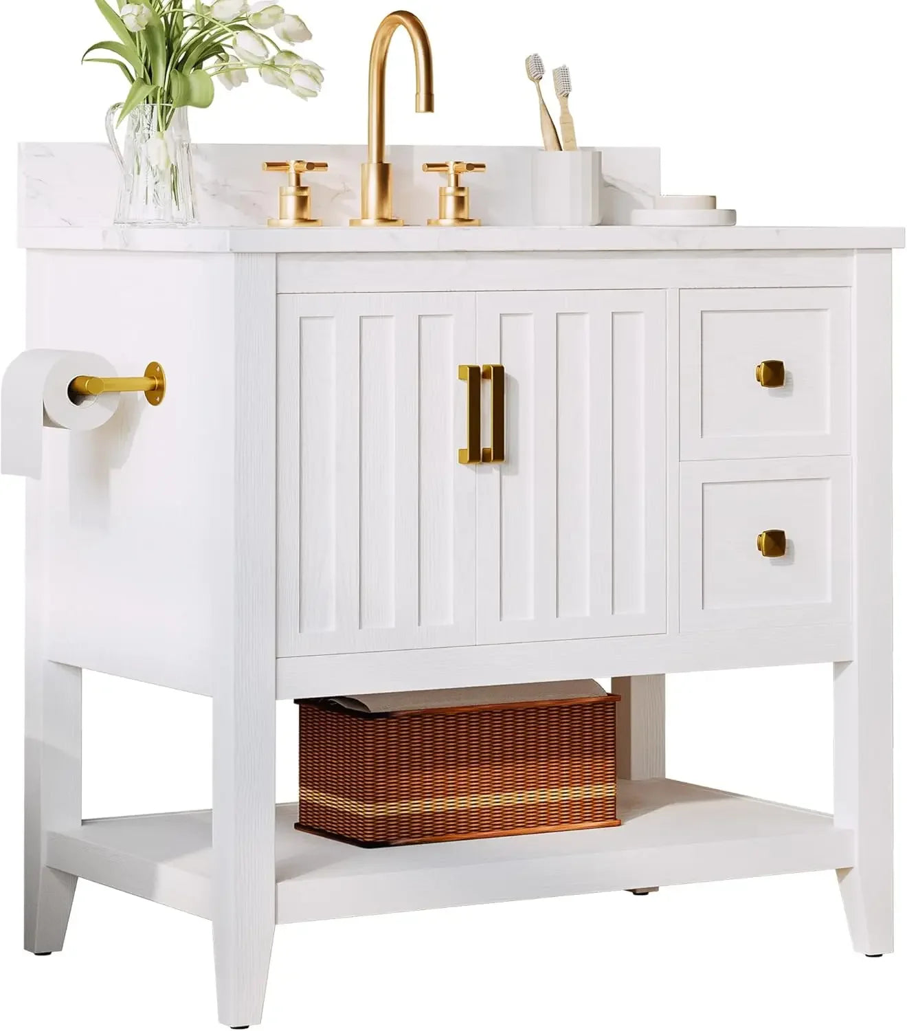 Bathroom Vanity with Sink, 30" Bathroom Cabinet with 2 Drawers and Storage, Modern Bathroom Vanity Set, Easy Assembly