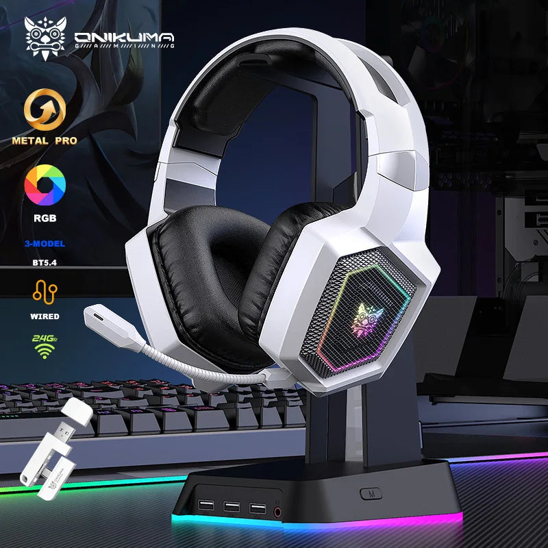 ONIKUMA GT806 Tri-Mode Gaming Headset with Microphone for  PS4, PC, Mobile Devices, 2.4GHz Wireless  5.3  Gaming  Headset