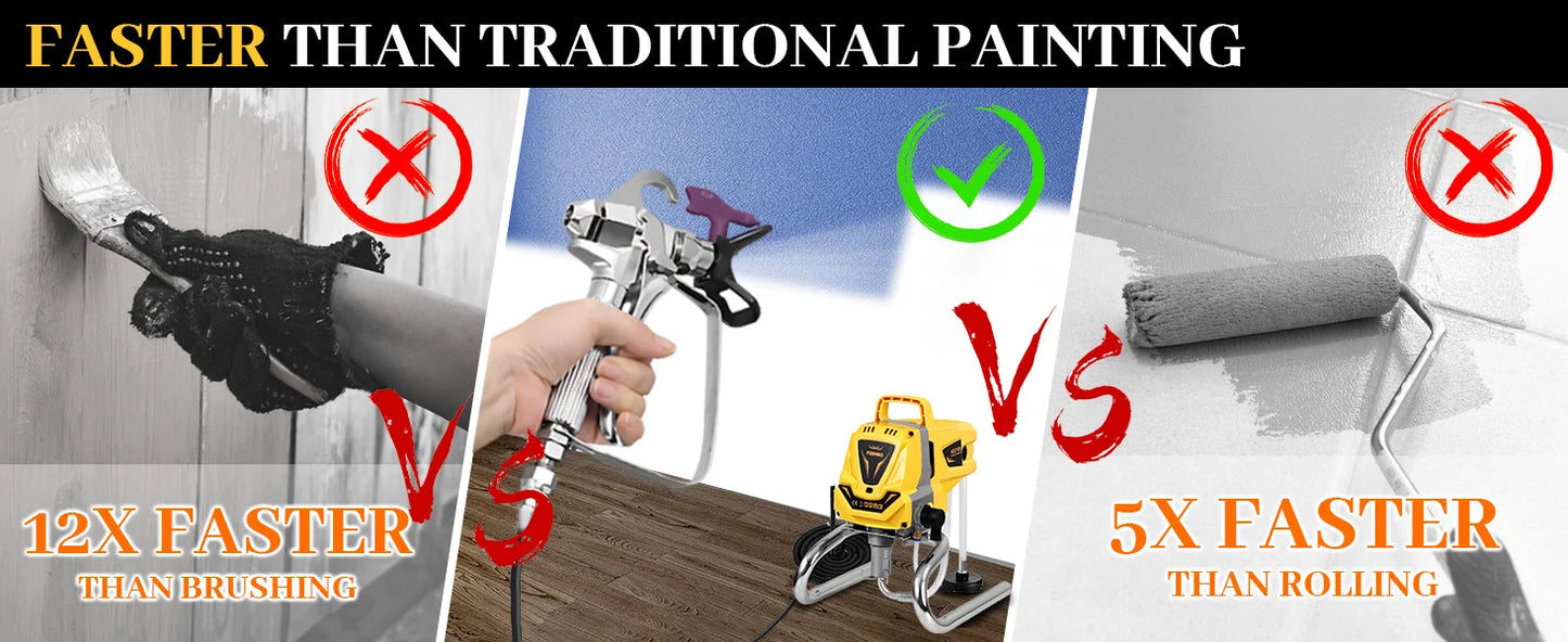 Airless Paint Sprayer for House Painting 3300PSI,1100W High Efficiency Electric Paint Machine,No Need To Thinning