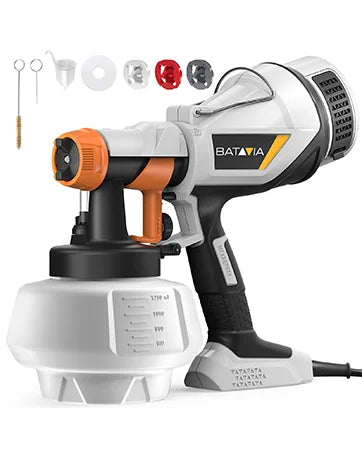 Sprayer - BATAVIA HVLP Electric Spray Paint Gun, 1200ML, 4 Nozzles, 3 Patterns, Paint Sprayer for House Painting, Home Int