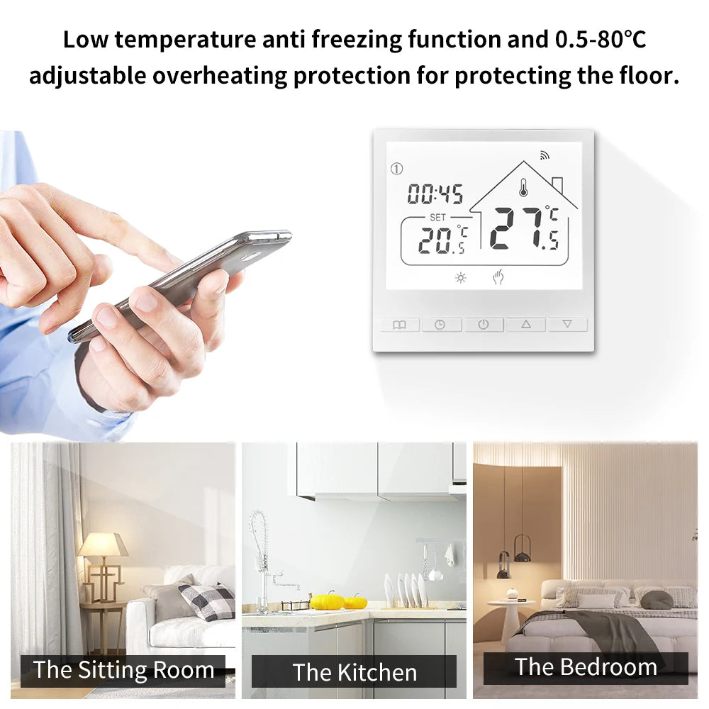 Tuya WiFi Smart Thermostat Temperature Controller for Electric Floor Heating Water/Gas Boiler Temperature  Google Home Alexa