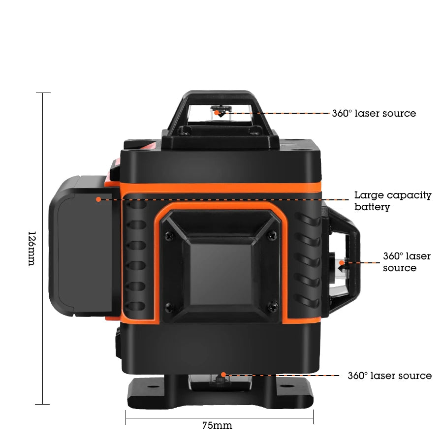 HILDA 16/12 Lines Laser Level Green Line SelfLeveling 360 Horizontal And Vertical Super Powerful Laser Level Green Beam