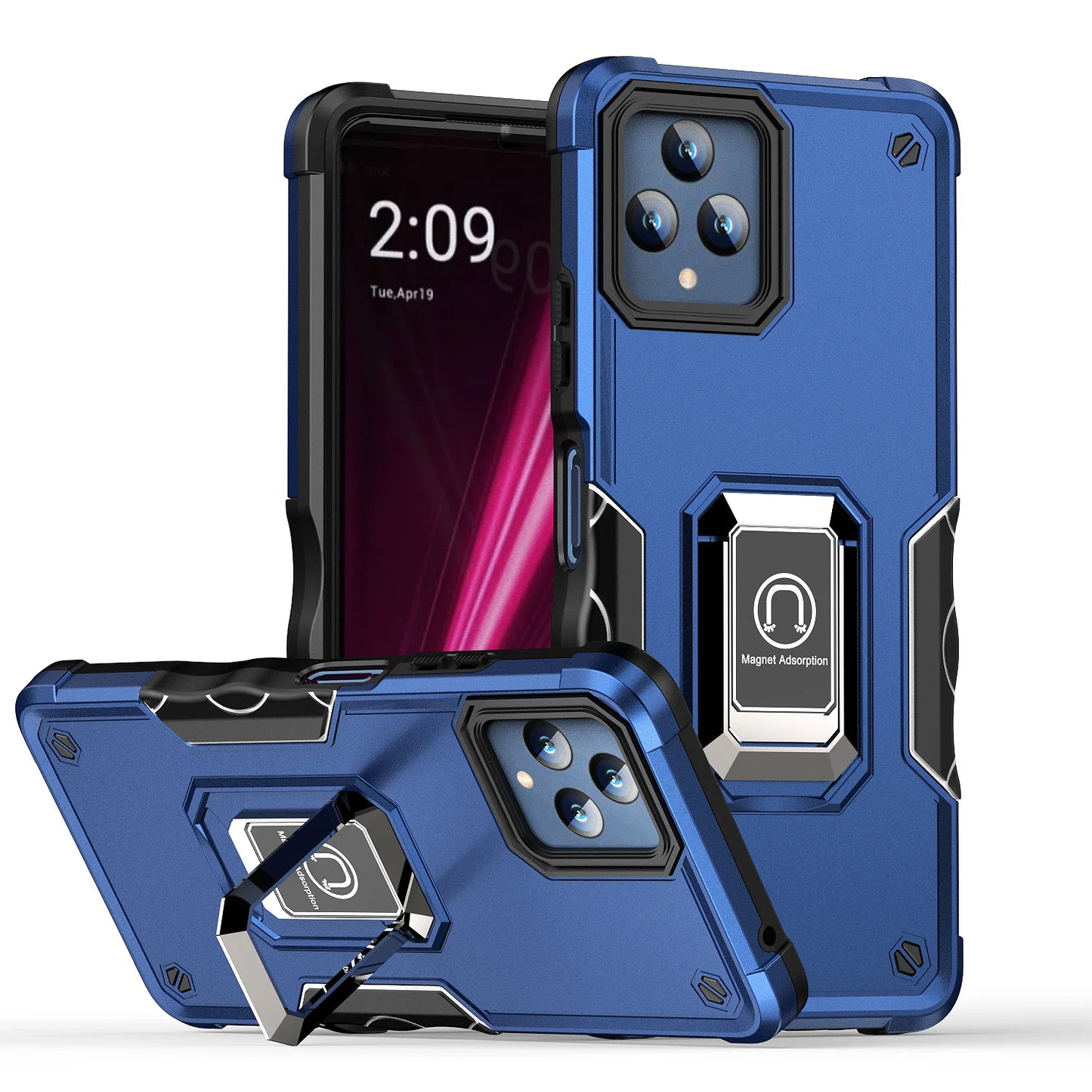 Armor Shockproof Case for T-MOBILE REVVL 6 V+ 5G Heat Dissipation Car Ring Stand Bracket Armor Shockproof Phone Cover for REVVL6