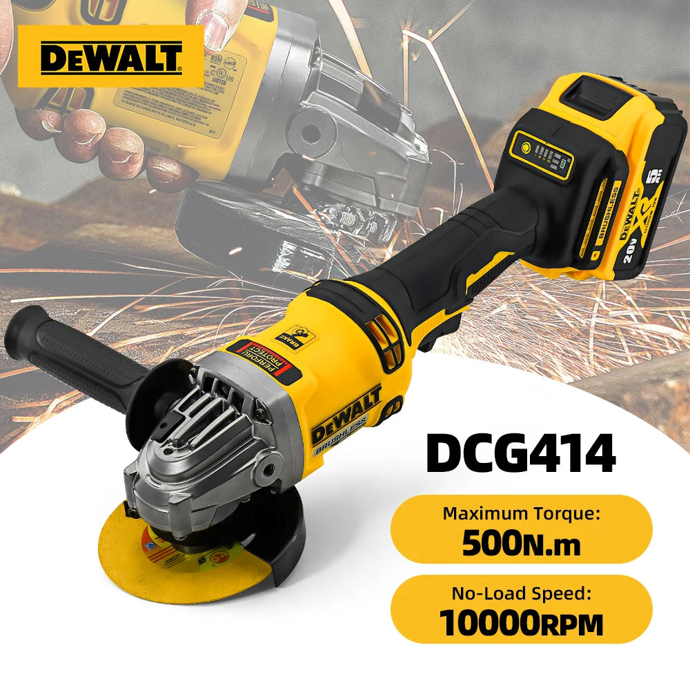 DEWALT DCG414 Brushless  Angle Grinder  Metal /Wood/Pipe Cutting 100/125/150MM Charging Polishing Grinding Machine  Power Tools