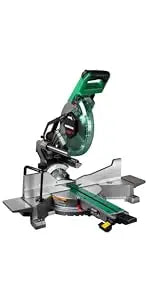 Metabo HPT Compound Miter Saw, 10" Miter Saw with Large Table Saw for woodworking, Power saw with 15-Amp Motor, Accurate Miter A