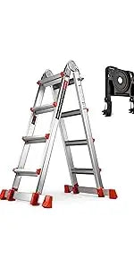 Ladder Extension Ladder, 17 Ft Muti Position Ladder & Removable Tool Tray with Stabilize