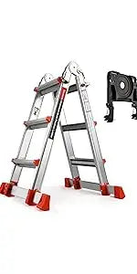 Ladder Extension Ladder, 17 Ft Muti Position Ladder & Removable Tool Tray with Stabilize