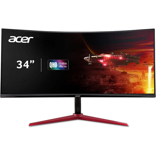 Nitro 34" UWQHD 3440 x 1440 1500R Curved PC Gaming Monitor  AMD FreeSync Premium  Up to 180Hz Refresh