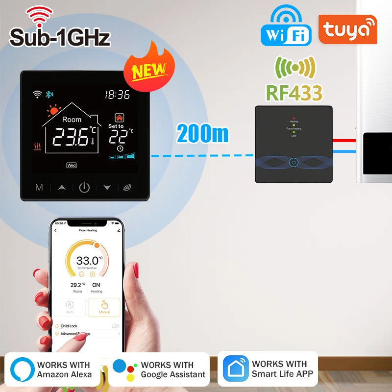 Tuya Smart Home Wifi Boiler Thermostat Wireless 433MHZ Water Boiler Heating Digital Thermoregulator Smart Life Alexa Google Home