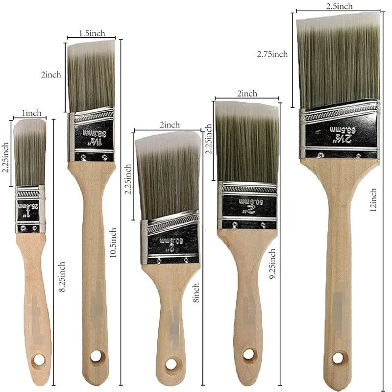 5pcs Paint Brushes Pro Grade Angle Brushes for Artist Acrylic All Latex and Oil Paints Home Improvement Interior Exterior Use