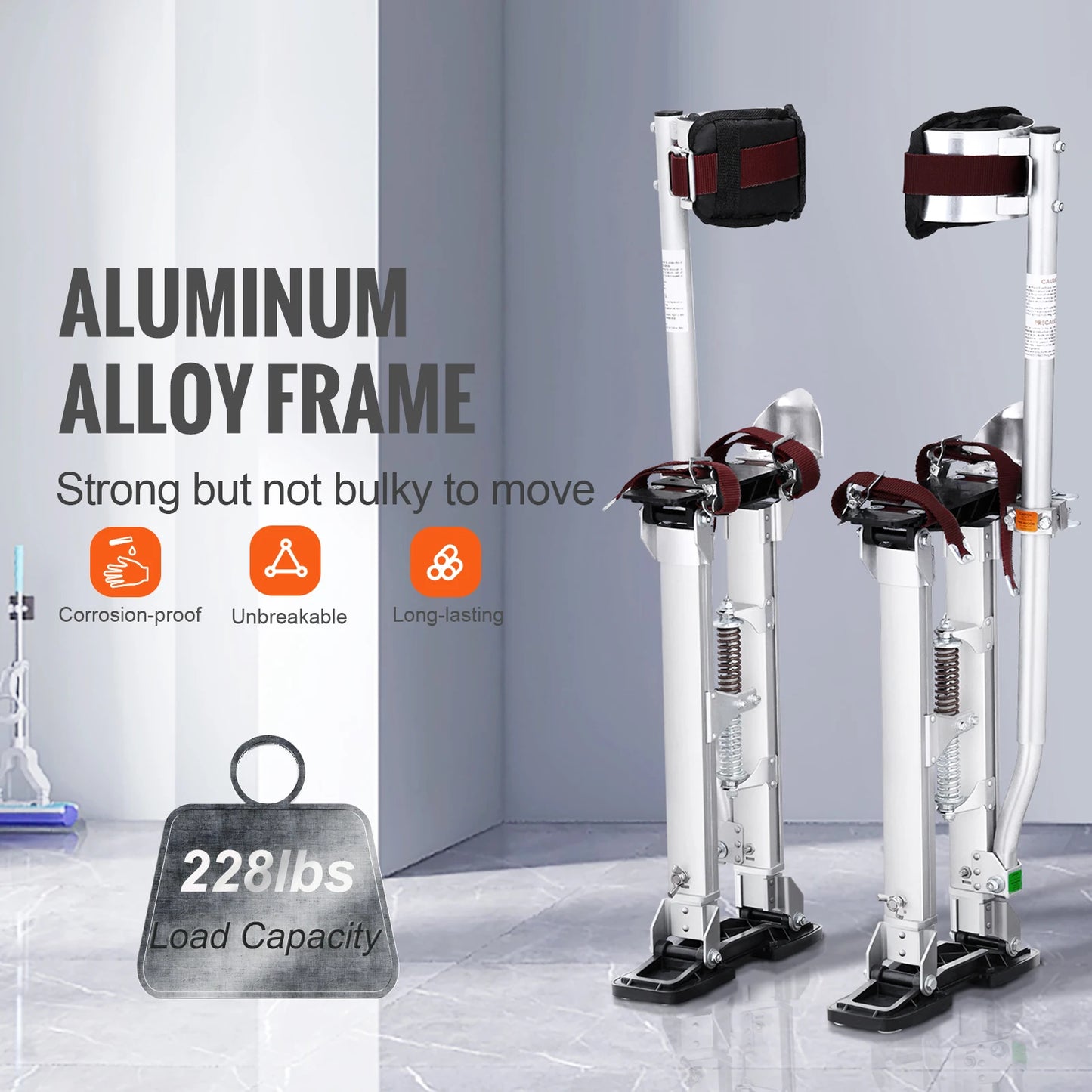 VEVOR Drywall Stilts 18''-30''/36''-50'' Adjustable Aluminum Tool Stilts with Protective Knee Pads Non-Slip Work Stilts for Home