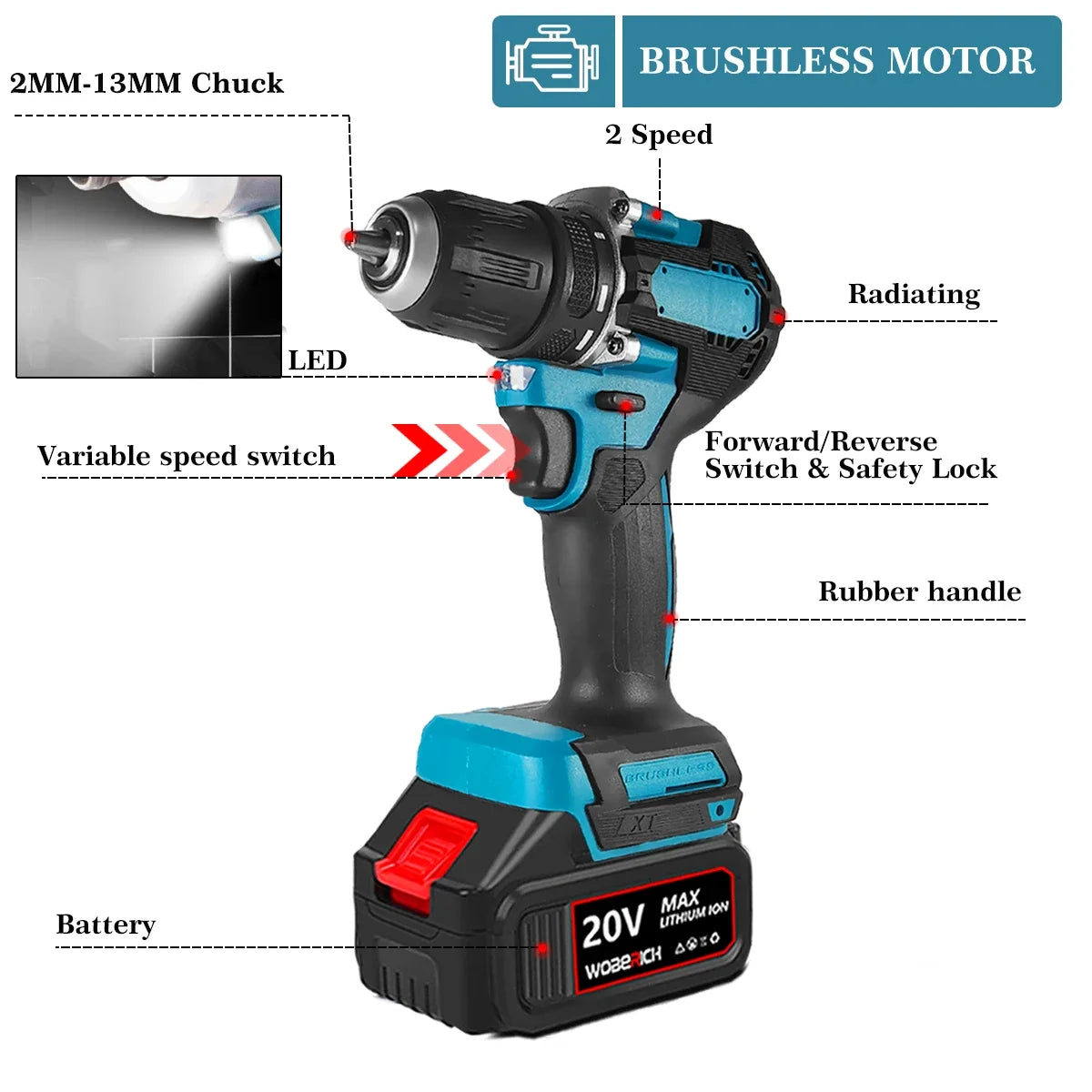 Brushless Electric Cordless Impact Drill Angle Grinder Electric circular saw With 2x Battery Combo Kits Power Tools Sets