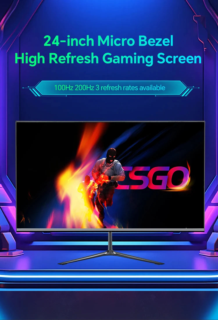 Anmite 24 Inch PC Gaming Monitor 200Hz IPS LCD Display 1920×1080P FHD Desktop Ultra-thin Gaming Computer Screen100Hz HDMI