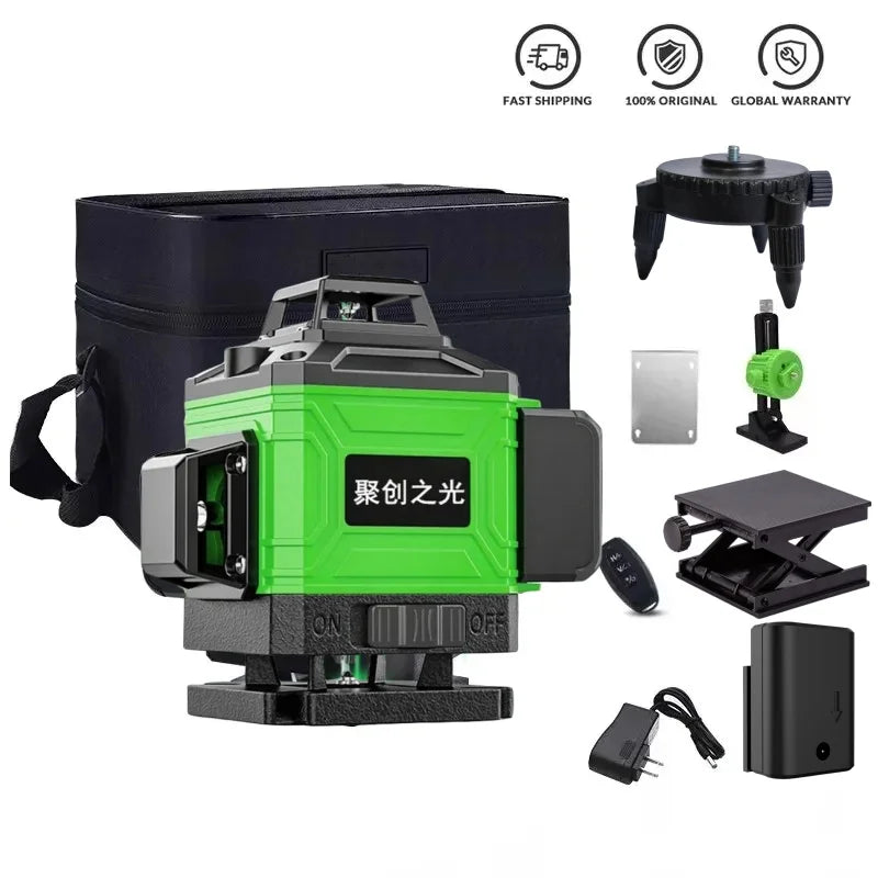 New 4D 8/12/16 Lines Laser Level with Green Line Self-Leveling Horizontal and Vertical Super Powerful for Accurate Measurement