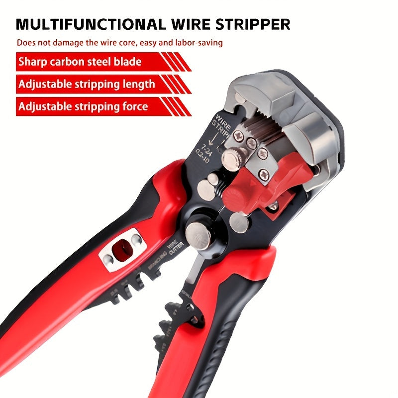 Professional Electrician's Automatic Wire Stripper - Multifunctional, 24-10AWG Range, Fast Wire Stripping And Cutting Tool For Home Remodeling, Construction, Appliance Repair, Industrial Machinery, Automotive And Marine Maint