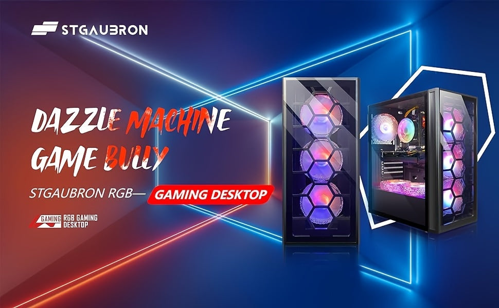 STGAubron Gaming Desktop PC, Core I7 3.4G Up To 3.9G, GeForce RTX 2060 Super 8G GDDR6, 32G, 1TB SSD, WiFi, Wireless 5.0, RGB Keybaord, RGB Mouse Pad, RGB Wireless Sound Bar, RGB Wireless Headset Mic, W10H64