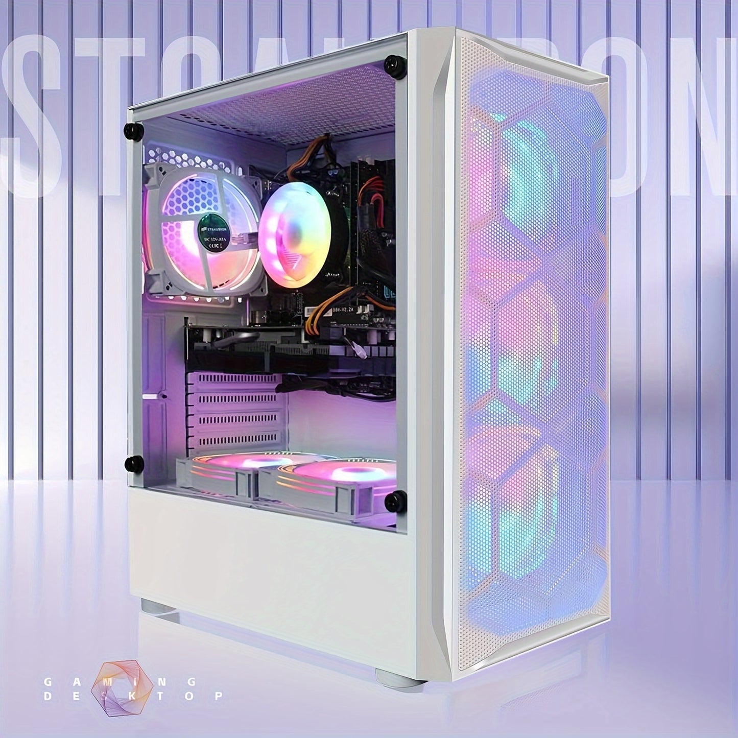 STGAubron Gaming Desktop PC, Core I7 3.4 GHz Up To 3.9 GHz, GTX 1660 Ti 6G GDDR6, 16G RAM, 512G SSD, WIFI, Wireless 5.0, RGB Fan X 6, RGB Keyboard & Mouse, RGB Mouse Pad, RGB Wireless Sound Bar, W10H64