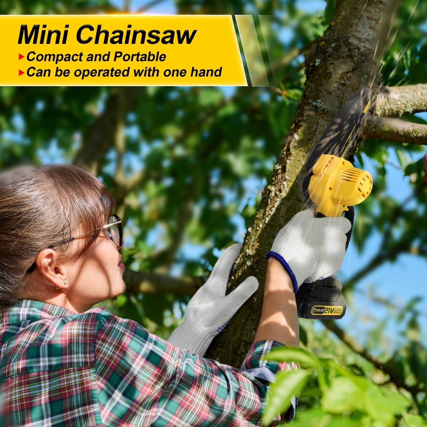 Mini Chainsaw Cordless 6 inch, Handheld Electric Chain Saw Battery Powered for Trees Trimming Cutting, Mens Husband Dad Gifts for Father's Day, Gardeners Women, Anniversary Birthday Gift over 50