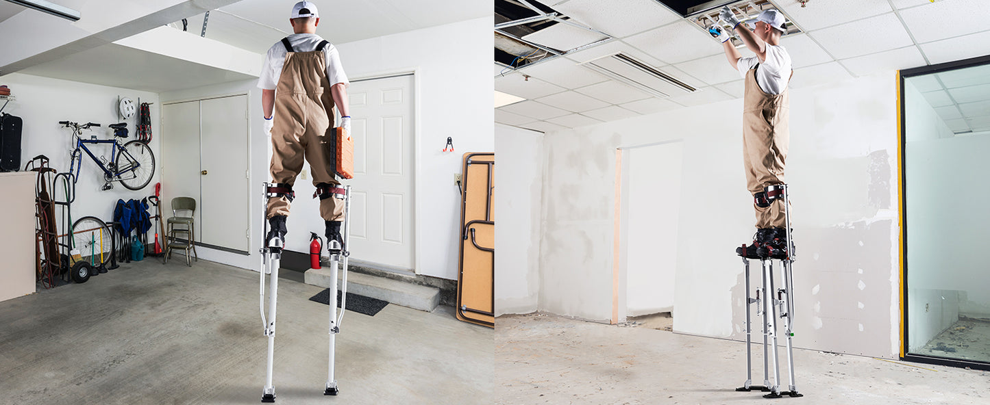 VEVOR Drywall Stilts 36''-50'' Adjustable Aluminum Tool Stilts with Protective Knee Pads Non-Slip Work Stilts for Home