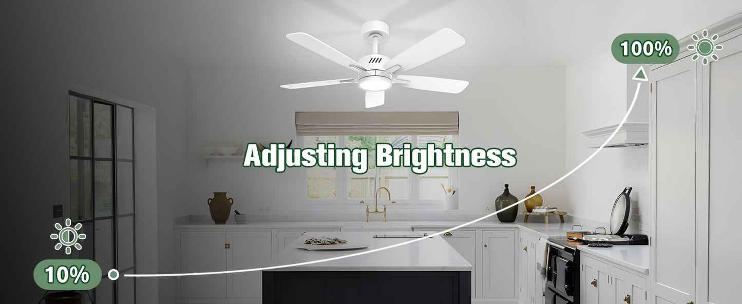 Ceiling Fans With Lights And Remote, 42 Inch Ceiling Fan With Adjustable Color Temperature, Dimmable 6-speeds Noiseless Revisible DC Motor For Bedroom, Kitchen, Living Room